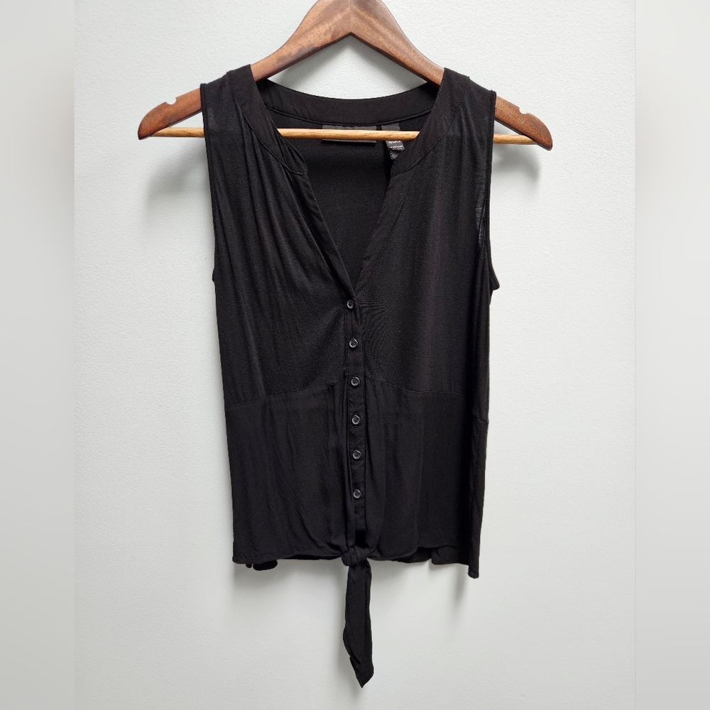 INC Black Sleeveless Top with Front Tie at Bottom, Women's Size S